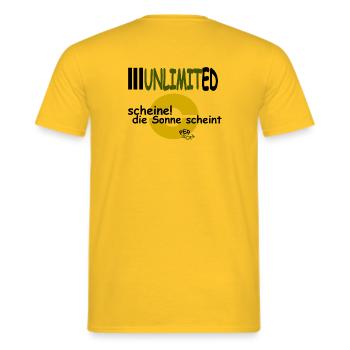 scheine! die Sonne scheint - Männer T-Shirt - Gelb - Hinten - AI Model Male 178 dark (178cm)
