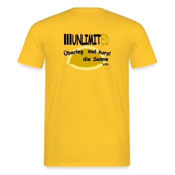 Pensez-y un instant ! Le soleil - T-shirt homme - jaune - Dos - AI Model Male 178 dark (178cm)