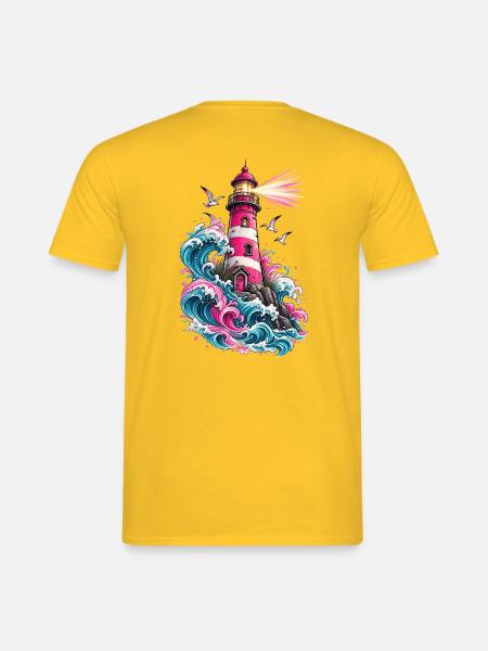 Leuchtturm am Meer – Maritimes Küstenmotiv - Männer T-Shirt - Gelb