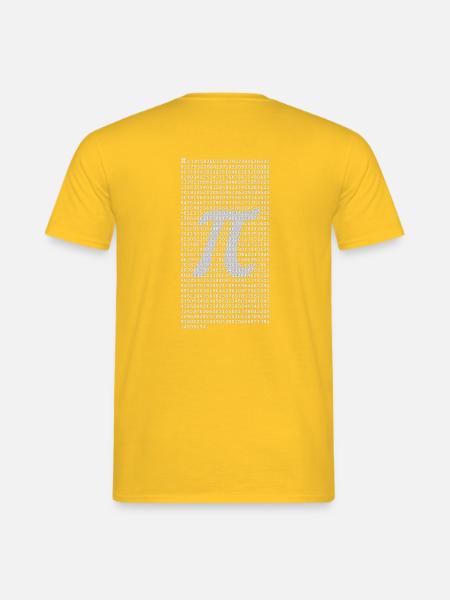 Pi Zahlenblock mit dezentem π Symbol – Mathematik - Männer T-Shirt - Gelb