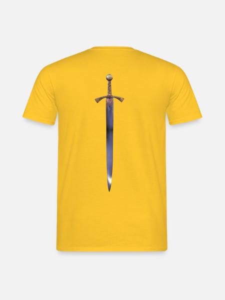 Schwert auf dem TShirt Rücken wie die Ritter - Männer T-Shirt - Gelb