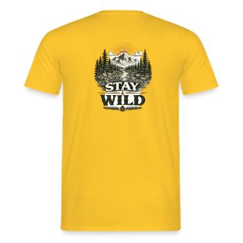 Stay Wild | Outdoor Nature Design - Männer T-Shirt - Gelb - Hinten - AI Model Male 178 dark (178cm)