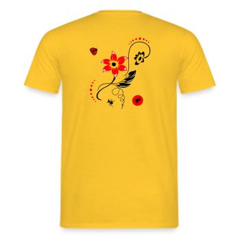 Summer flower with ladybug and ants - Men's T-Shirt - yellow - Back - AI Model Male 178 dark (178cm)