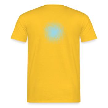 dotted round background light blue - Men's T-Shirt - yellow - Back - AI Model Male 178 dark (178cm)