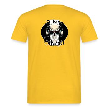 Schlagerfans - das ist für EUCH! - Männer T-Shirt - Gelb - Hinten - AI Model Male 178 dark (178cm)