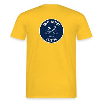 Quitting Time - need to go Cycling Emblem - Men's T-Shirt - yellow - Back - AI Model Male 178 dark (178cm)