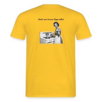 Retro Hausfrau Mittelfinger - Rebellisch - FCK AFD - Männer T-Shirt - Gelb - Hinten - AI Model Male 178 dark (178cm)