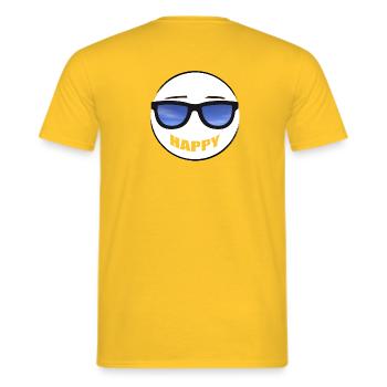 HEUREUX - toujours de bonne humeur | Sourire - T-shirt homme - jaune - Dos - AI Model Male 178 dark (178cm)