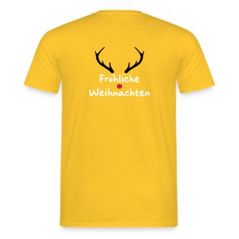 Fröhliche Weihnachten Rentier Weihnachtsgeschenk - Männer T-Shirt - Gelb - Hinten - AI Model Male 178 dark (178cm)