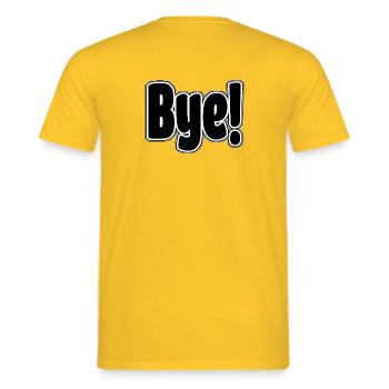 Auf Wiedersehen!. Fröhlicher Ausdruck - Männer T-Shirt - Gelb - Hinten - AI Model Male 178 dark (178cm)