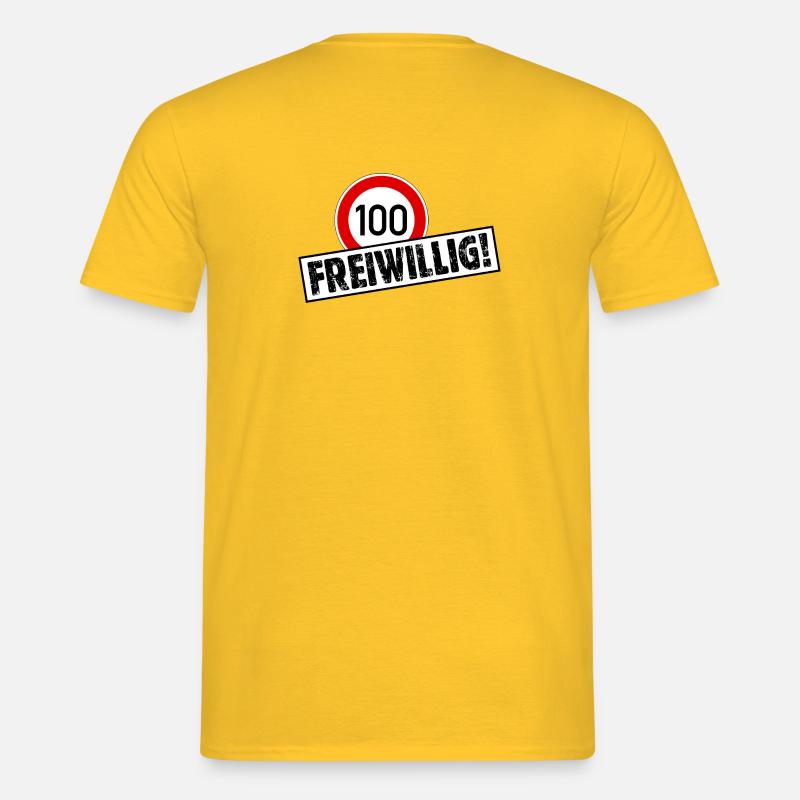 Tempo 100 FREIWILLIG! Tempolimit Aufkleber - Männer T-Shirt - Gelb