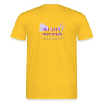 No Rain, No Flowers - Men's T-Shirt - yellow - Back - AI Model Male 178 dark (178cm)