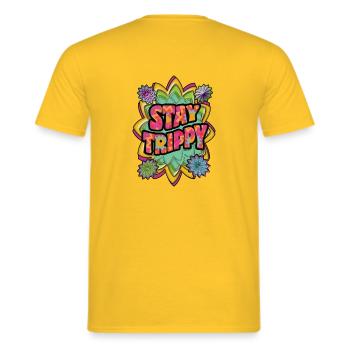 Stay Trippy - Männer T-Shirt - Gelb - Hinten - AI Model Male 178 dark (178cm)