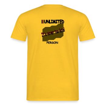 Il n’est jamais trop tard - T-shirt homme - jaune - Dos - AI Model Male 178 dark (178cm)