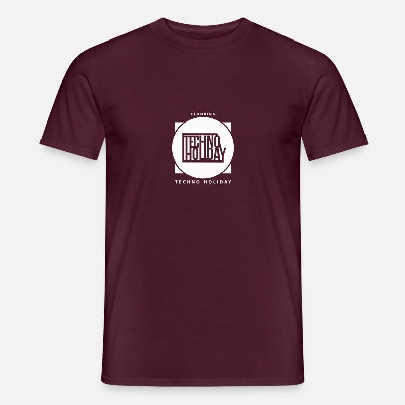 logo_techno_holiday_2017_blanco - Männer T-Shirt - Ziegelrot