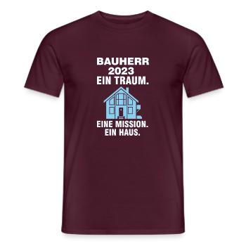 Bauherr 2023 Hausbau Baustelle Geschenk - Männer T-Shirt - Ziegelrot - Vorne - AI Model Male 178 light (178cm)