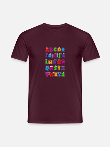 Kawaii ABC Alphabet Buchstaben für Kinder. Zeichnungen - Männer T-Shirt - Ziegelrot