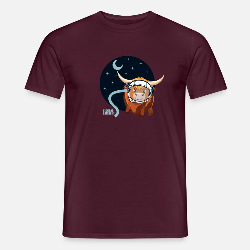 Highland Astronaut Kuh - Männer T-Shirt - Ziegelrot