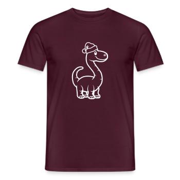 Dinosaurier Brontosaurus Weihnachtsmann - Männer T-Shirt - Ziegelrot - Vorne - AI Model Male 178 light (178cm)