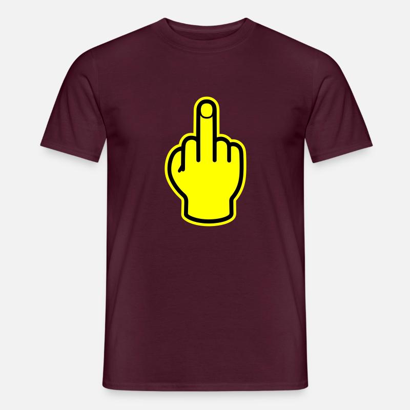 Mittelfinger Hand Provokativ - Männer T-Shirt - Ziegelrot