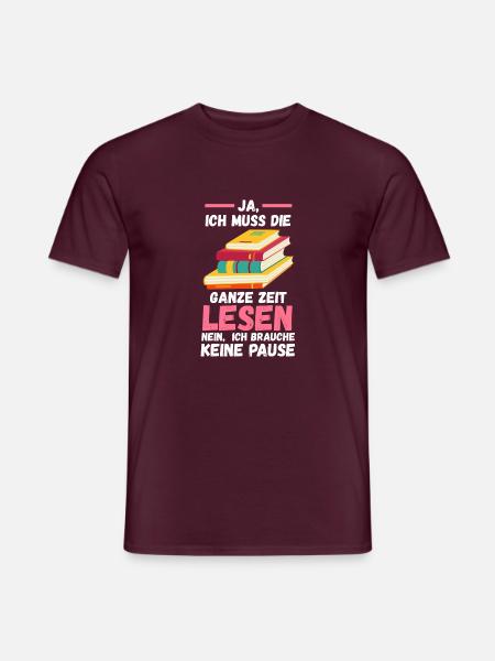 Lesen Bücher Buch Geschenk - Männer T-Shirt - Ziegelrot
