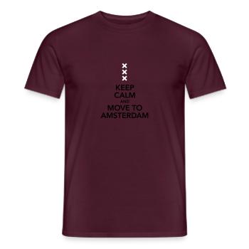 keep calm move to Amsterdam Holland Cross Cross - Men's T-Shirt - brick red - Front - AI Model Male 178 light (178cm)