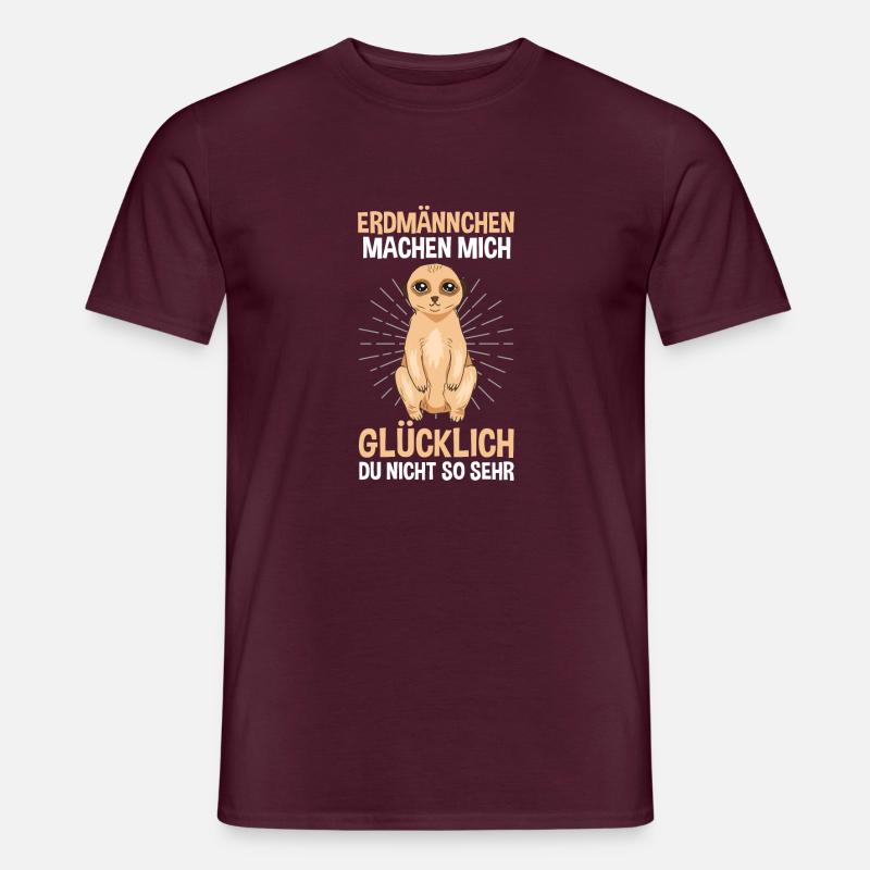 Erdmännchen machen mich glücklich - Männer T-Shirt - Ziegelrot