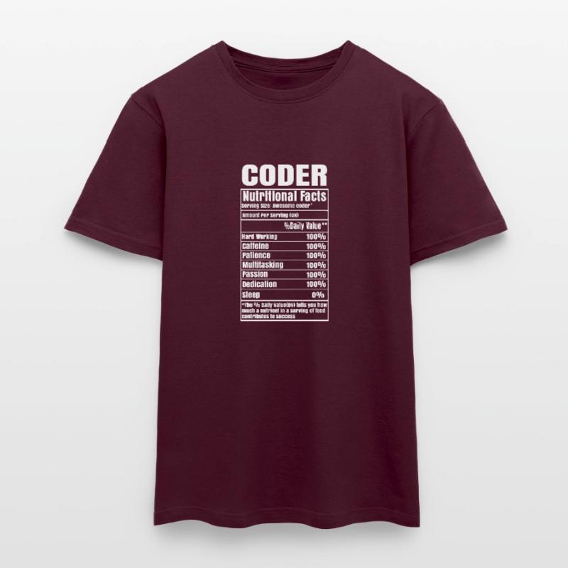 Coder Nutritional Facts Coder Programmer Computer Männer T-Shirt