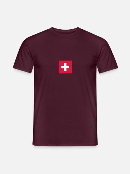 Swiss Cross, Switzerland Flag, CH, Schweiz, Flagge - T-shirt homme - rouge brique