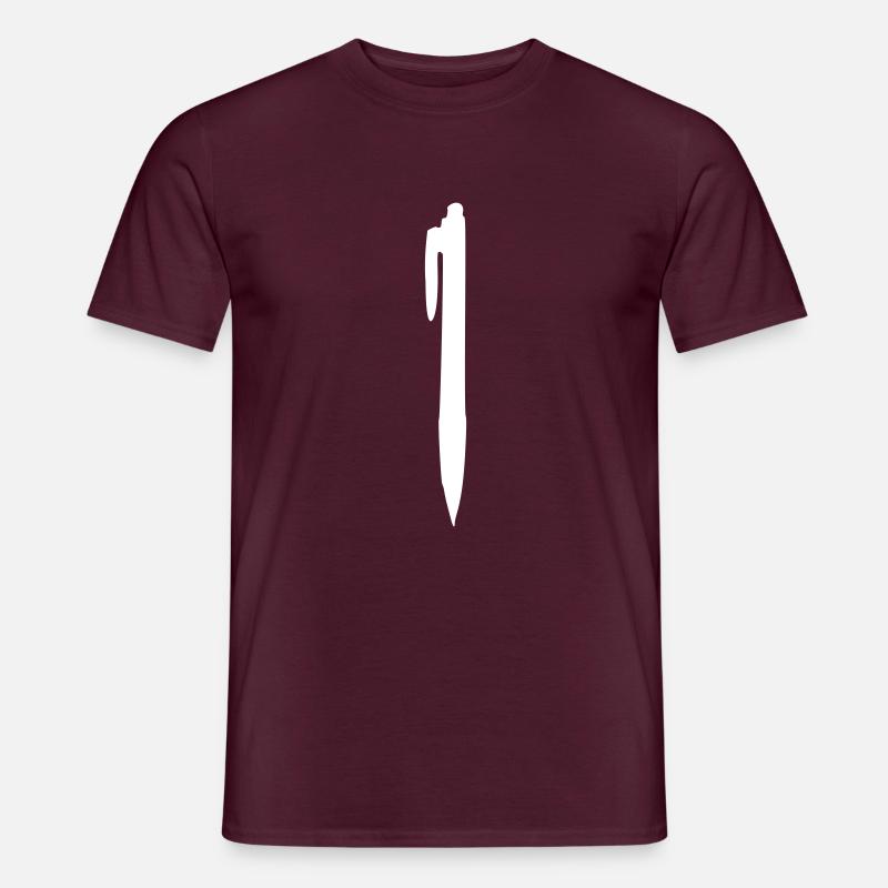 Stift - Kuli - Männer T-Shirt - Ziegelrot