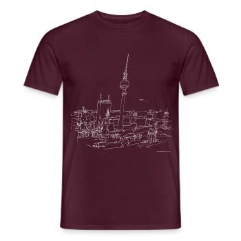 Berlin Panorama (w) - Männer T-Shirt - Ziegelrot - Vorne - AI Model Male 178 light (178cm)