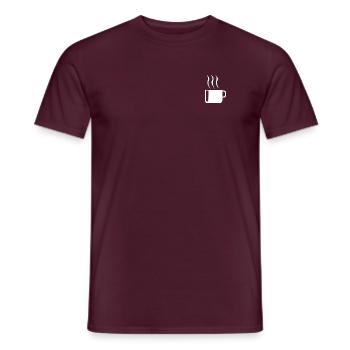 Tasse avec contenu chaud en blanc - T-shirt homme - rouge brique - Devant - AI Model Male 178 light (178cm)