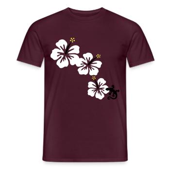 Hibiscus avec GECKO - T-shirt homme - rouge brique - Devant - AI Model Male 178 light (178cm)