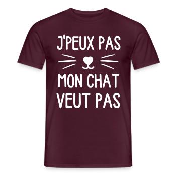 Humour chat chaton doux - T-shirt homme - rouge brique - Devant - AI Model Male 178 light (178cm)