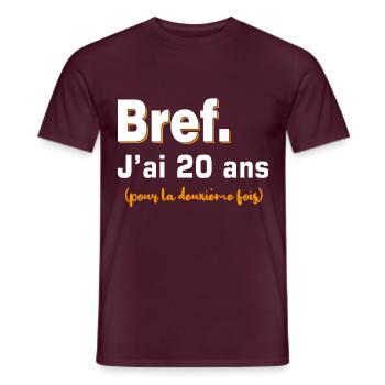 In short, 40 years - Men's T-Shirt - brick red - Front - AI Model Male 178 light (178cm)