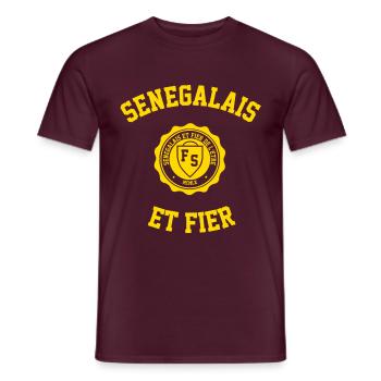SENEGALAIS ET FIER JAUNE - T-shirt homme - rouge brique - Devant - AI Model Male 178 light (178cm)