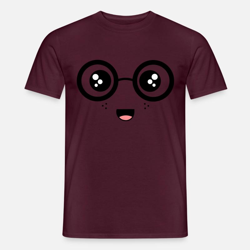 Nerdy Face - Männer T-Shirt - Ziegelrot