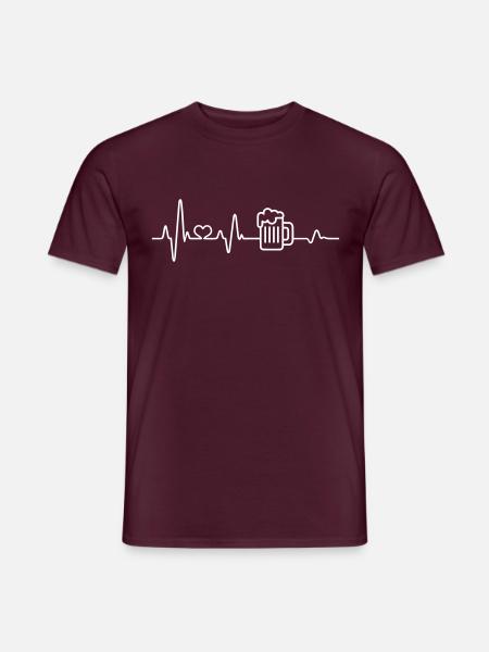 Bier Herzschlag Bierkrug Biertrinker Biergarten - Männer T-Shirt - Ziegelrot