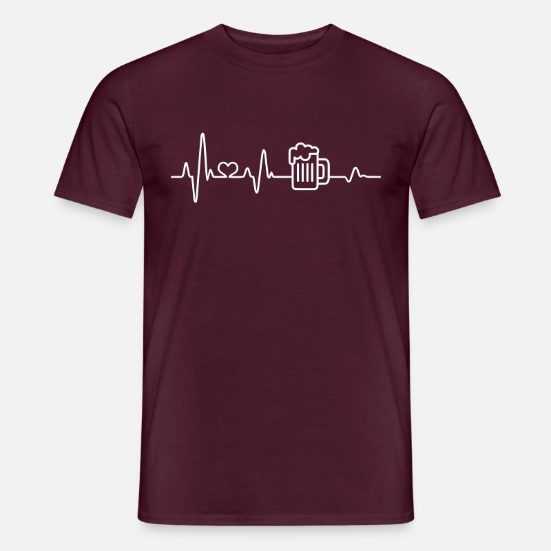 Bier Herzschlag Bierkrug Biertrinker Biergarten - Männer T-Shirt - Ziegelrot