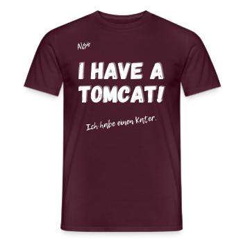 Englisches Sprichwort: I have a tomcat. - Männer T-Shirt - Ziegelrot - Vorne - AI Model Male 178 light (178cm)