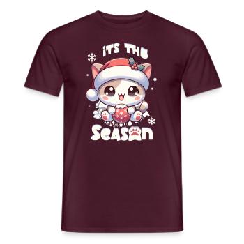 Its the season Christmas Christmas Cute Cat - Men's T-Shirt - brick red - Front - AI Model Male 178 light (178cm)
