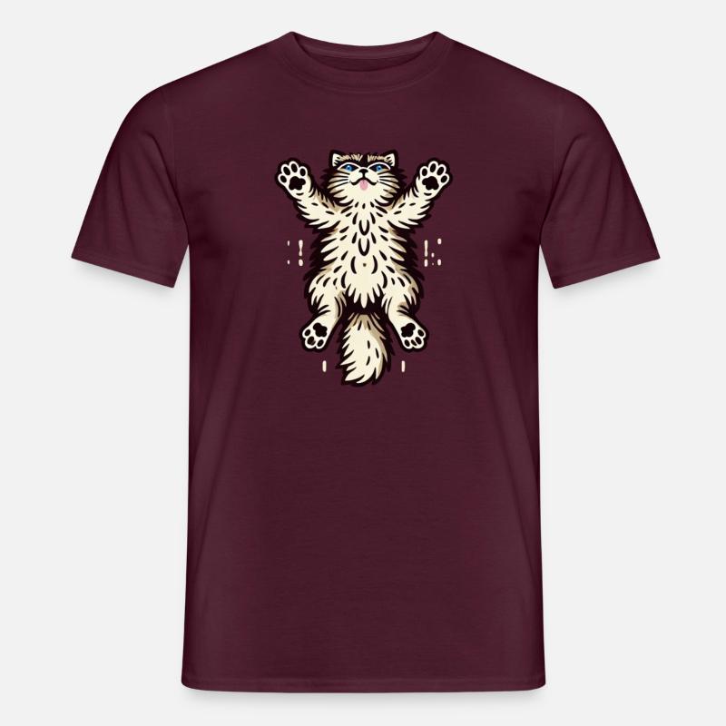 Springende Katze - Männer T-Shirt - Ziegelrot
