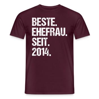 Valentinstag Beste Ehefrau Seit 2014 - Männer T-Shirt - Ziegelrot - Vorne - AI Model Male 178 light (178cm)