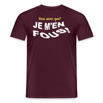 Vous savez quoi? Je m'en fous! - T-shirt homme - rouge brique - Devant - AI Model Male 178 light (178cm)