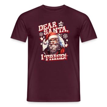Dear Santa i tried - Men's T-Shirt - brick red - Front - AI Model Male 178 light (178cm)