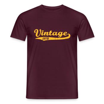 Vintage 1970s - Men's T-Shirt - brick red - Front - AI Model Male 178 light (178cm)