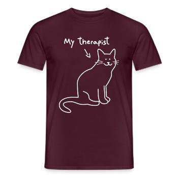 "My cat is my therapist" | Cat funny shirt - Men's T-Shirt - brick red - Front - AI Model Male 178 light (178cm)
