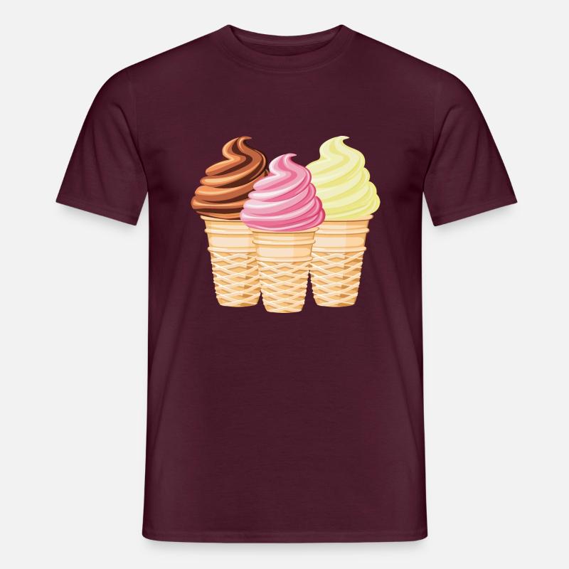 Softeis Vanille Schokolade Erdbeere - Männer T-Shirt - Ziegelrot