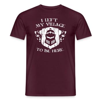 I Left My Village To Be Here Funny Medieval Gift - Men's T-Shirt - brick red - Front - AI Model Male 178 light (178cm)