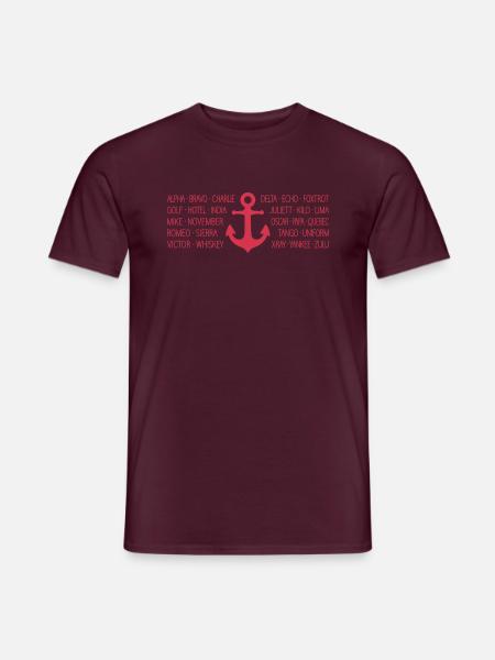 NATO-Alphabet Seefunk mit Anker rot - Männer T-Shirt - Ziegelrot